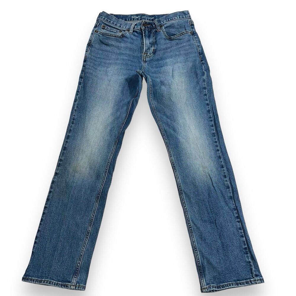 Old Navy Mens Denim Blue Jeans Pants Straight Leg Built In Flex 29W 30L